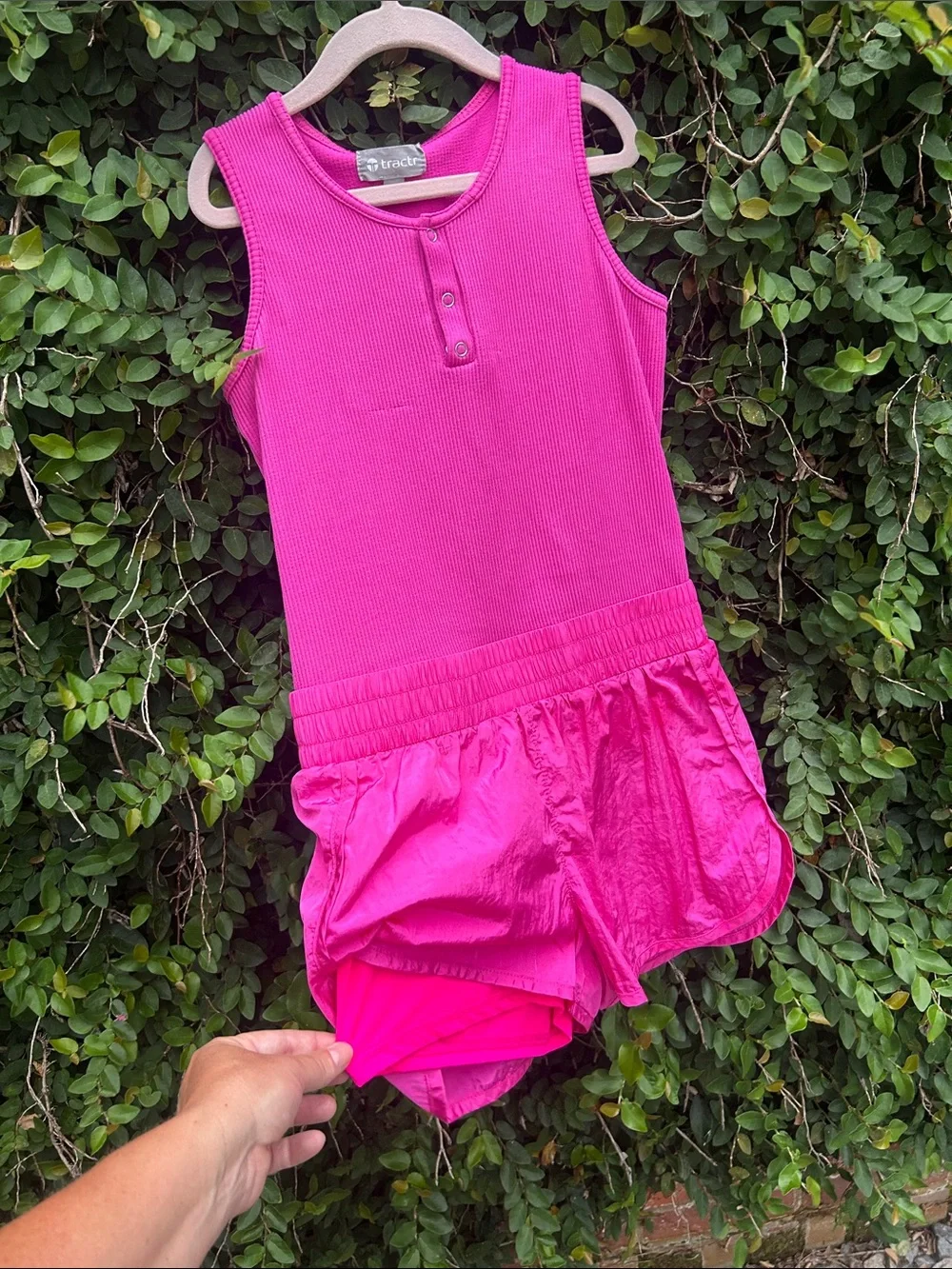 Tractr Bright Pink Girls Matching Tank & Skirt Set